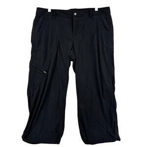 Eddie Bauer Sport Capri Pants Size 12‎ Black Crop Nylon Stretch Bungee Cinch Hem